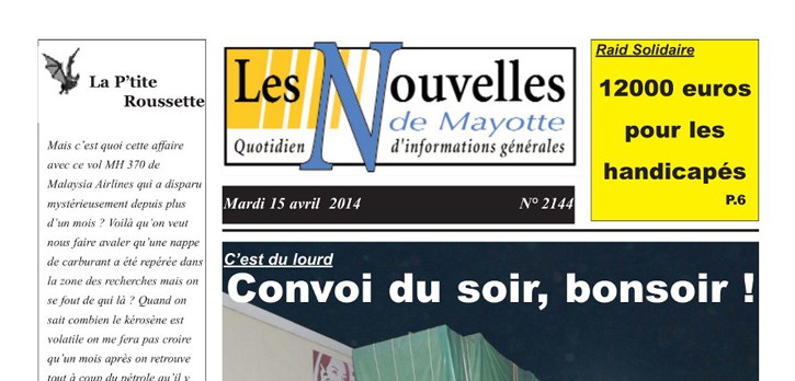 Article paru dans les Nouvelles de Mayotte du 15 Avril 2014 - N°2146