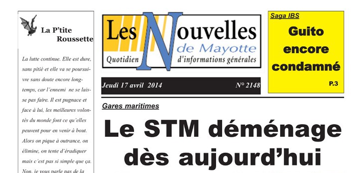 Article paru dans les Nouvelles de Mayotte du 17 Avril 2014 - N°2148