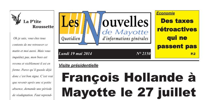  Article paru dans les Nouvelles de Mayotte du 19 Mai 2014 - N°2150