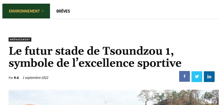 Article sur Stade de Tsoundzou Mayotte Hebdo 1er Septembre 2022