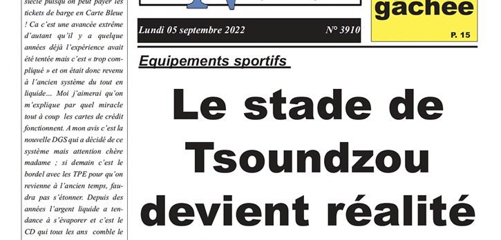 Article sur Stade de Tsoundzou Les Nouvelles de Mayotte 5 Septembre 2022