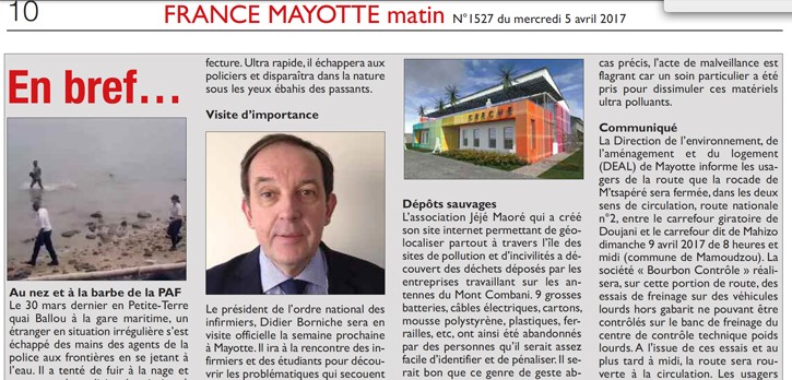 Article paru dans France Mayotte Matin N°1527 du 5 avril 2017