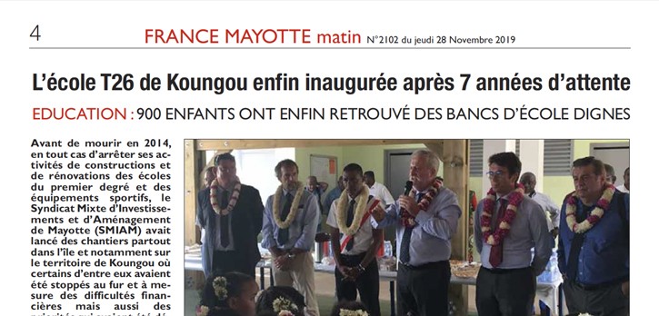 Article paru dans France Mayotte Matin N°2102 du 28 Novembre 2019