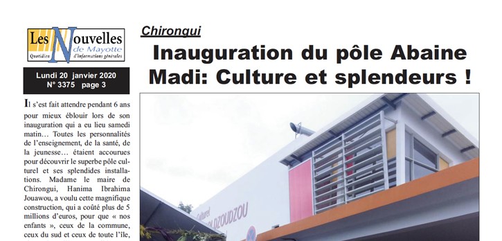 Article paru dans Les Nouvelles de Mayotte N°3375 – Janvier 2020